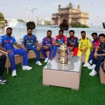 In this image released by @IPL via X on March 20, 2025, all the captains of participating teams pose with the trophy. | Photo Credit: PTI/@IPL